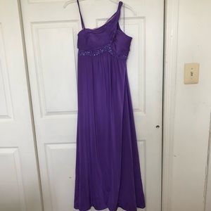 Adriana Papell Purple One Shoulder Gown